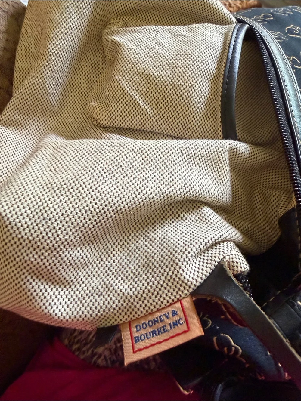 Dooney & Bourke Black with Gold Monogram Hobo Bag
